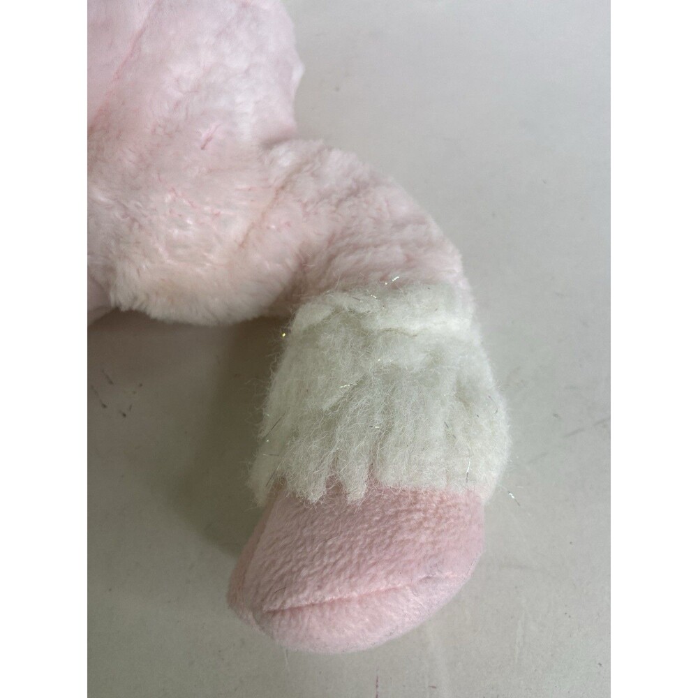 Vintage Commonwealth Unicorn Pink Pastel Rainbow Yarn Sparkle Stuffed Animal Toy - Picture 4 of 15
